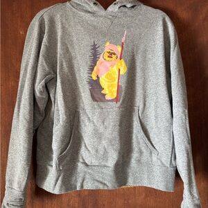 Neff Gray Hoodie with Yellow Bear Graphic
